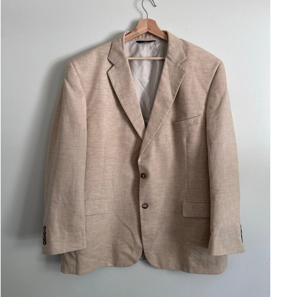 Jos. A. Bank Linen Wool Blend Beige Sport Coat Blazer Suit Jacket 48R